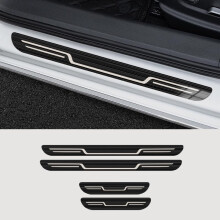 Car Door Sill Scuff Plate for Hyundai Reina 20172025 Stainless Steel Black Brushed Kick Plate Threshold Guard 4 Pcs