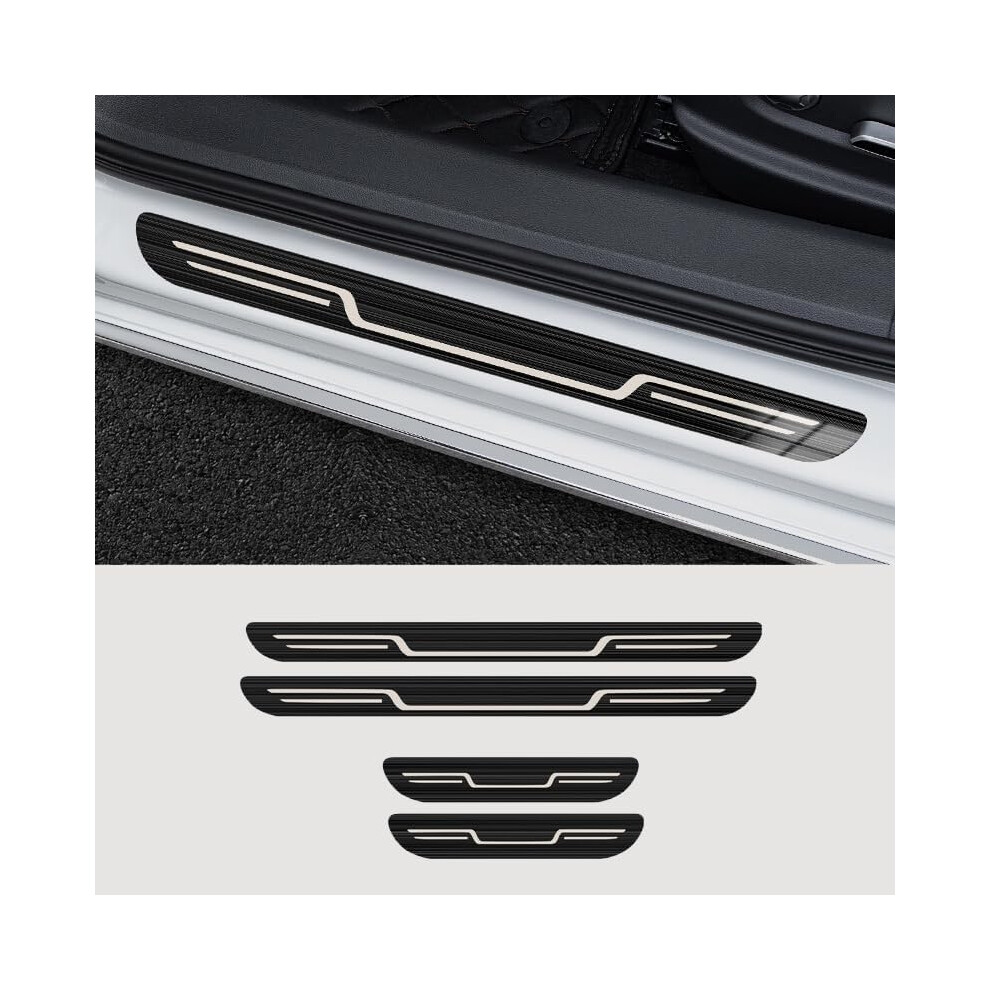 Car Door Sill Scuff Plate For Hyundai Reina 20172025 Stainless Steel Brushed Kick Plate Threshold Guard 4 Pcs Black 9119770981110