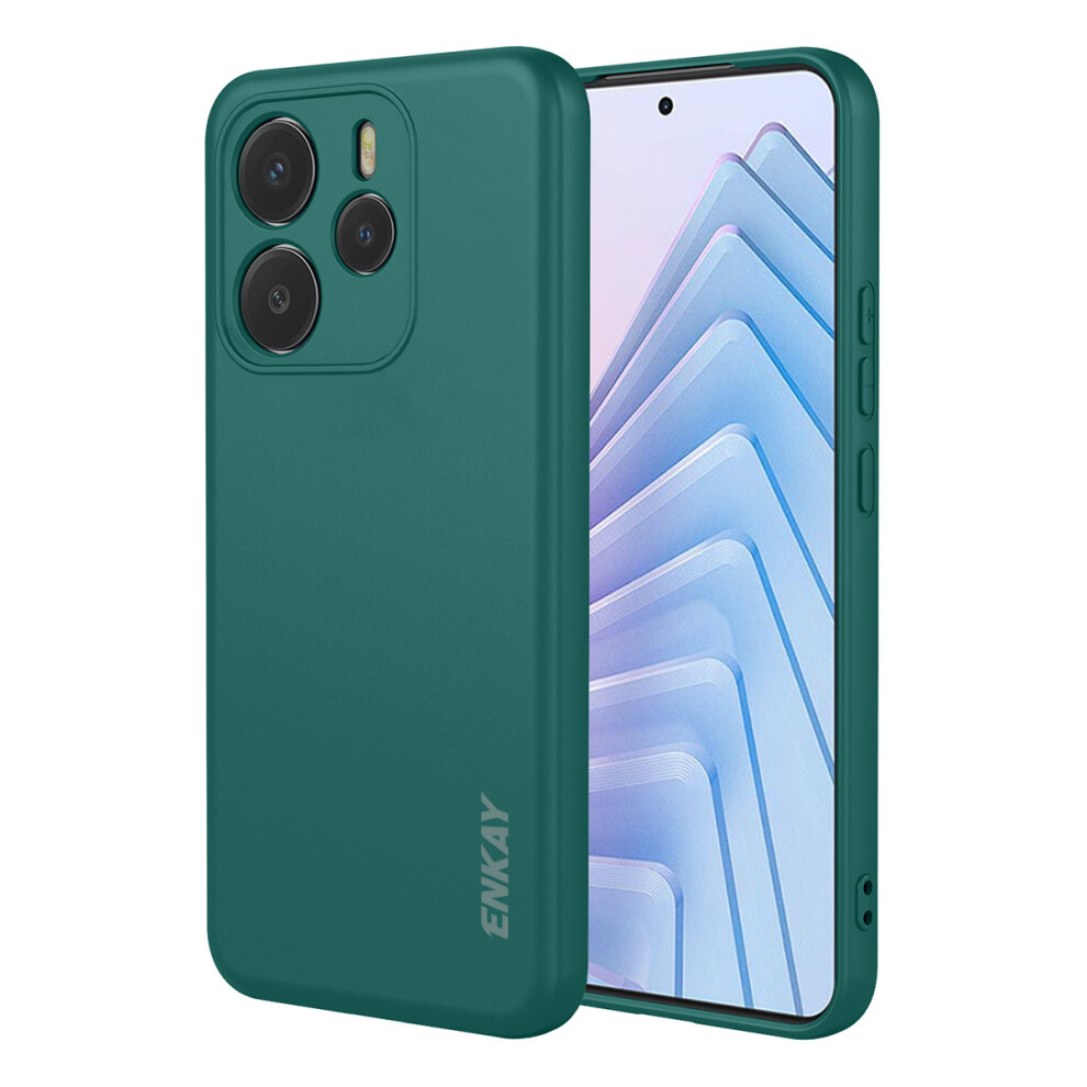 (Dark ) For Xiaomi Redmi Note 14 4G (163.25Mm) Silicone Case Enkay Hat Prince Straight Edge Cell Phone Back Cover Green 6914280603780