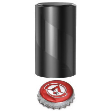 Automatische bierflesopener met magneet en dopvanger, ideaal voor picknick, kamperen, barbecue en reizen. Beschadigt de flesdop niet.