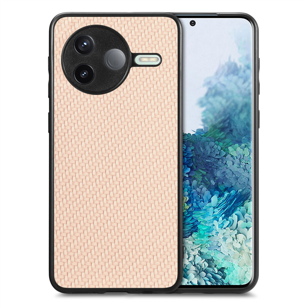 (Apricot) For Xiaomi Poco F7 Pro 5G / Xiaomi Redmi K80 5G Case Carbon Fiber Texture Pu+Pc+Tpu Phone Back Cover 6914285666698