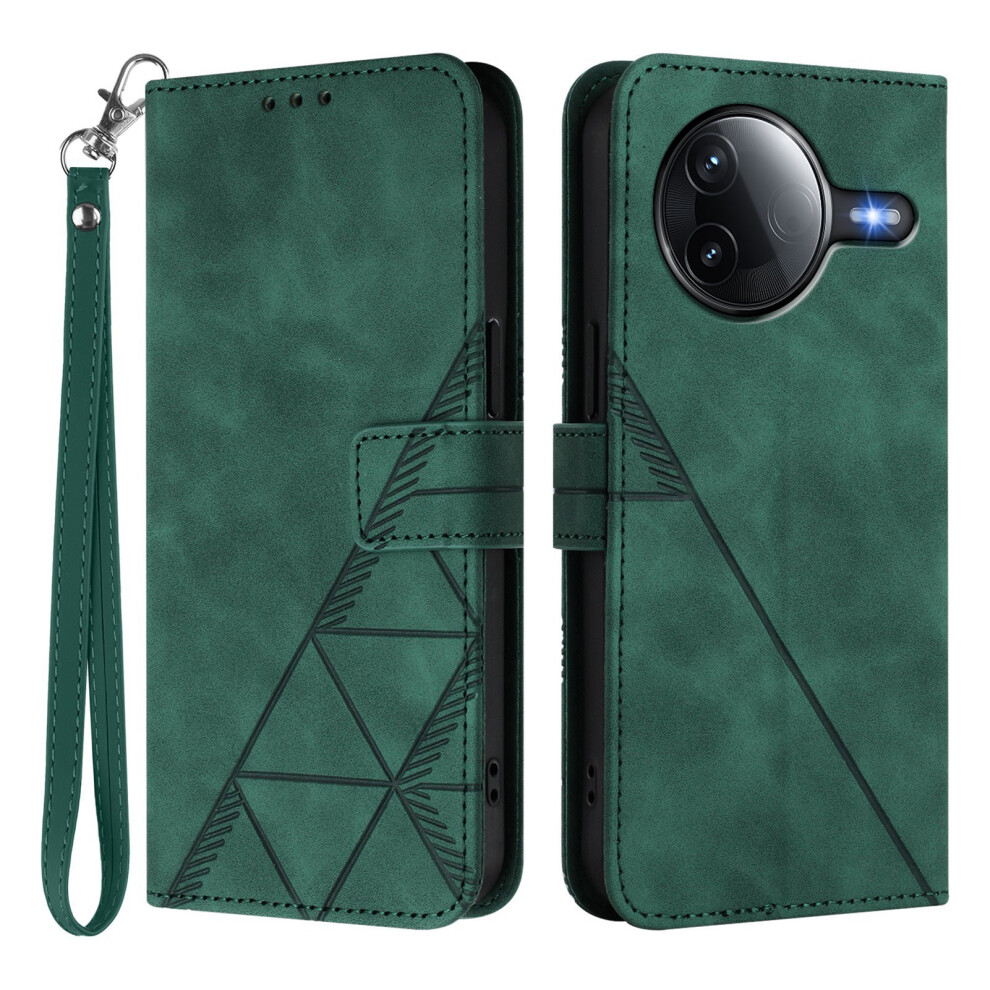 (Blackish ) For Xiaomi Redmi K80 5G / Xiaomi Poco F7 Pro 5G Leather Case With Hand Strap Wallet Stand Phone Cover Green 6914282102625