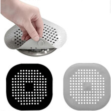 Siliconen afvoerbeschermer, 2 stuks, afvoerzeefjes, gootsteenfilter, voor keuken en badkamer (zwartgrijs)