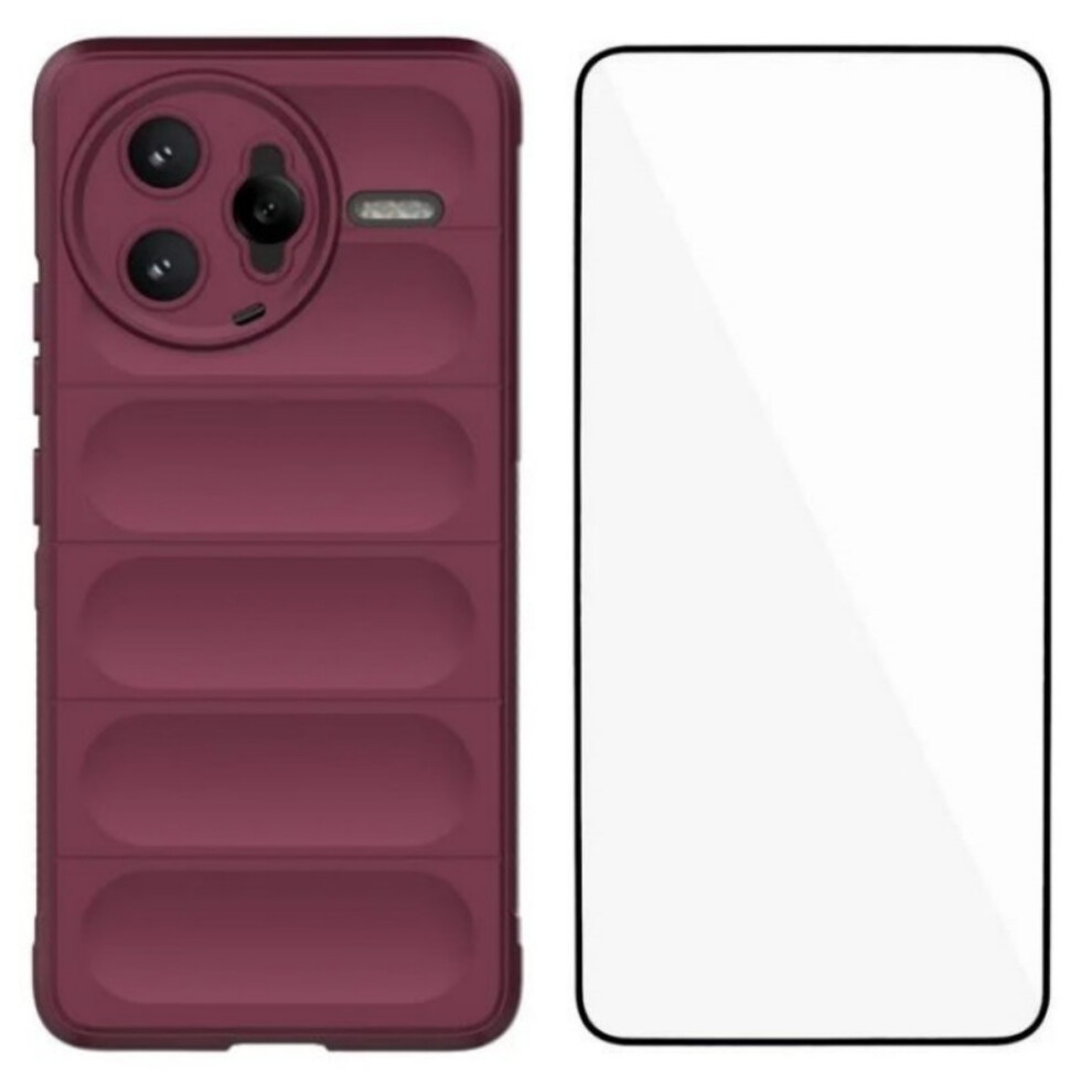 (Wine ) For Xiaomi Mi K80 Pro 5G / Xiaomi Poco F7 Ultra 5G Tpu Case Wanlonfeng Hd Series Anti Slip Phone Cover With Tempe Glass Red 6914289093353