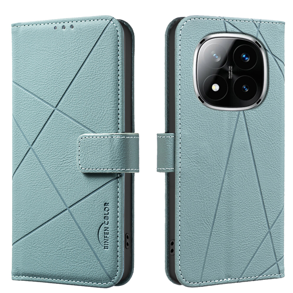 (Green) For Xiaomi Redmi Note 14 Pro+ 5G / Xiaomi Redmi Note 14 Pro 5G Case Binfen Color Bf35 Geometry Imprinted Leather Phone Cover Rfid Green 6914284806644
