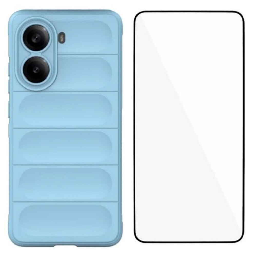 (Baby ) For Xiaomi Poco X7 Pro 5G / Xiaomi Redmi Turbo 4 5G Tpu Case Wanlonfeng Hd Series Anti Slip Phone Cover With Tempered Glass Blue 6914283051342