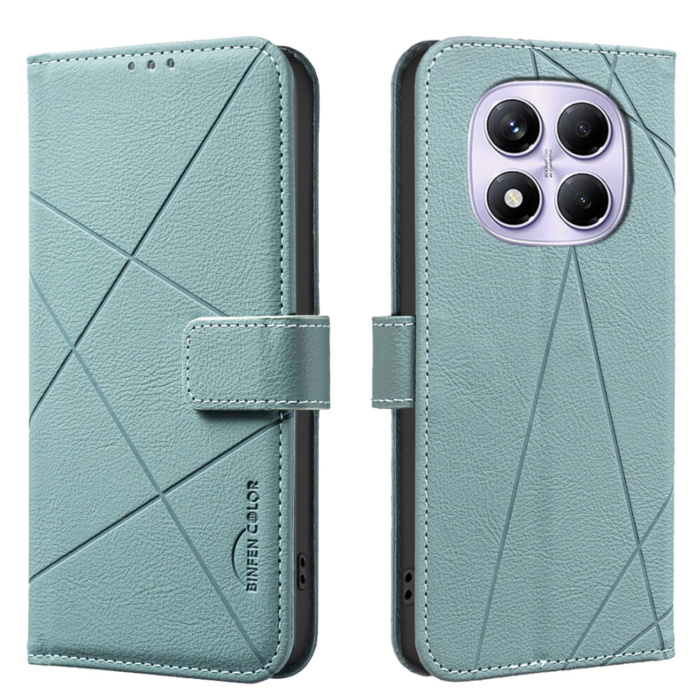 (Green) For Xiaomi Redmi Note 14 Pro 4G Case Binfen Color Bf35 Geometry Imprinted Leather Phone Cover Rfid Blocking Wallet Stand Green 6914282905882