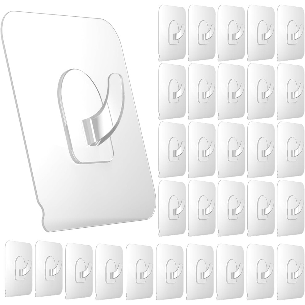 Self Adhesive Hooks 30 Pcs, Transparent Nodrill Shower Hooks For Home Bathroom Office, Hang Coats Towels Keys 9365049260893