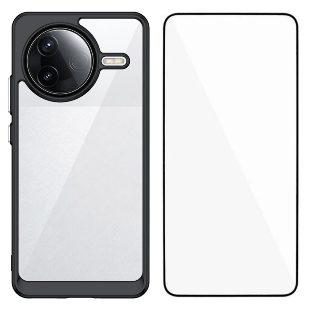 (Black) For Xiaomi Redmi K80 5G / Xiaomi Poco F7 Pro 5G Back Cover Wanlonfeng Xc Series Tpu Acrylic Phone Case With Tempered Glass Film Black 6914280958095