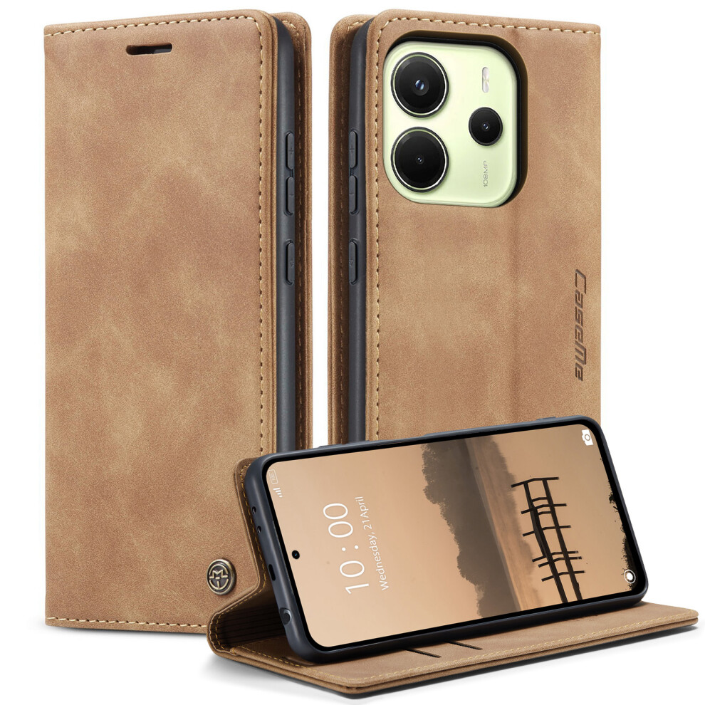 (Brown) For Xiaomi Redmi Note 14 4G (164.84Mm) Wallet Case Caseme 013 Series Pu Leather Phone Cover Stand Brown 6914289679151