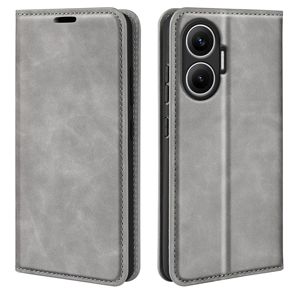 (Grey) For Xiaomi Poco F7 5G / Redmi Turbo 4 Pro 5G Case Skin Touch Leather Wallet Phone Cover Grey 6914284178093