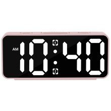 Small Digital Alarm Clock With Adjustable Brightness And-Pink