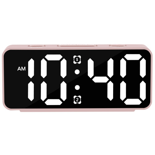 Small Digital Alarm Clock With Adjustable Brightness And-Pink