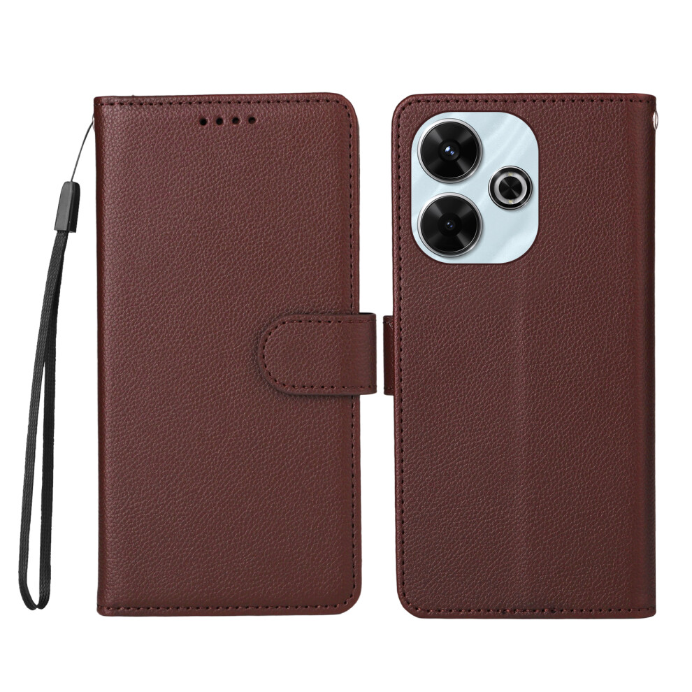 (Brown) For Xiaomi Redmi 13X 4G / Xiaomi Redmi Note 13R 5G / Xiaomi Poco M6 4G / Xiaomi Redmi 13 4G Case Rfid Blocking 3 Card Slots Pu Le Brown 6914288763561