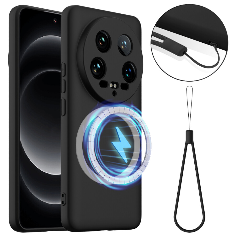 (Black) For Xiaomi 14 Ultra Case Compatible With Magsafe Anti-Drop Liquid Silicone Phone Cover Black 6914282964261