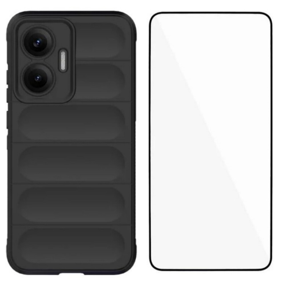 (Black) For Xiaomi Poco F7 5G / Redmi Turbo 4 Pro 5G Tpu Case Wanlonfeng Hd Series Anti Slip Phone Cover With Tempered Glass Black 6914283190775