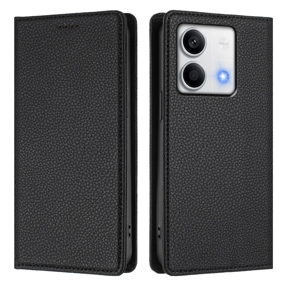 (Black) For Xiaomi Redmi Note 13 5G (China) / Xiaomi Redmi Note 13 5G Wallet Case Rfid Blocking Litchi Texture Leather Mobile Cover Black 6914289970401