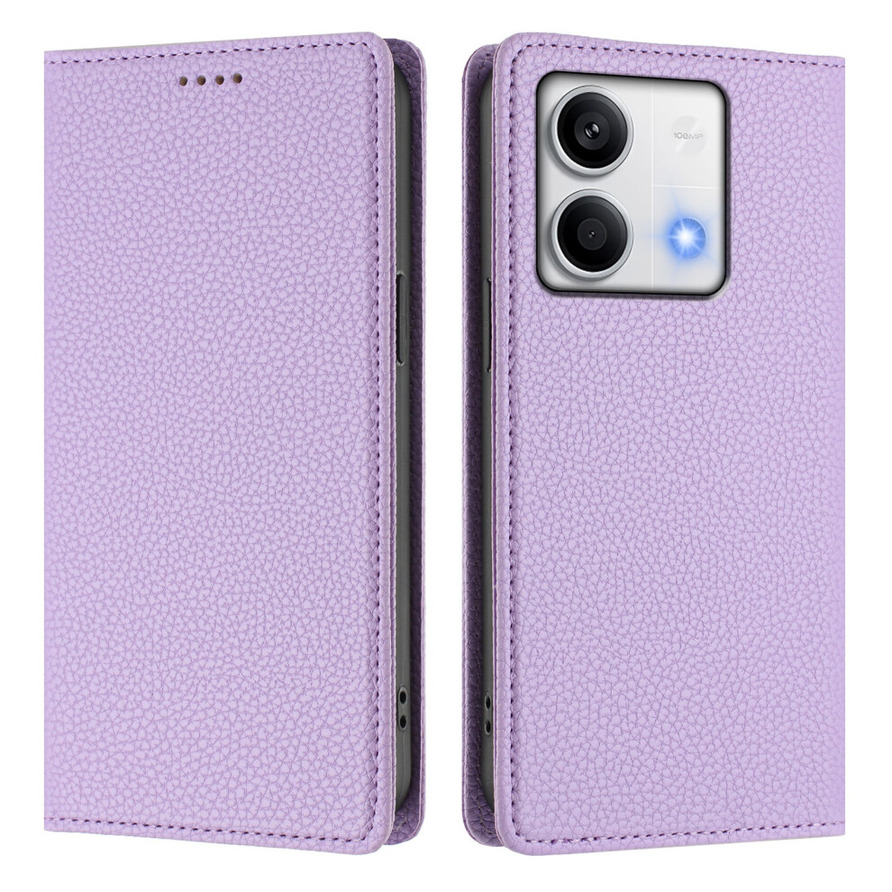 (Light ) For Xiaomi Redmi Note 13 5G (China) / Xiaomi Redmi Note 13 5G Wallet Case Rfid Blocking Litchi Texture Leather Mobile Cover Purple 6914286917386