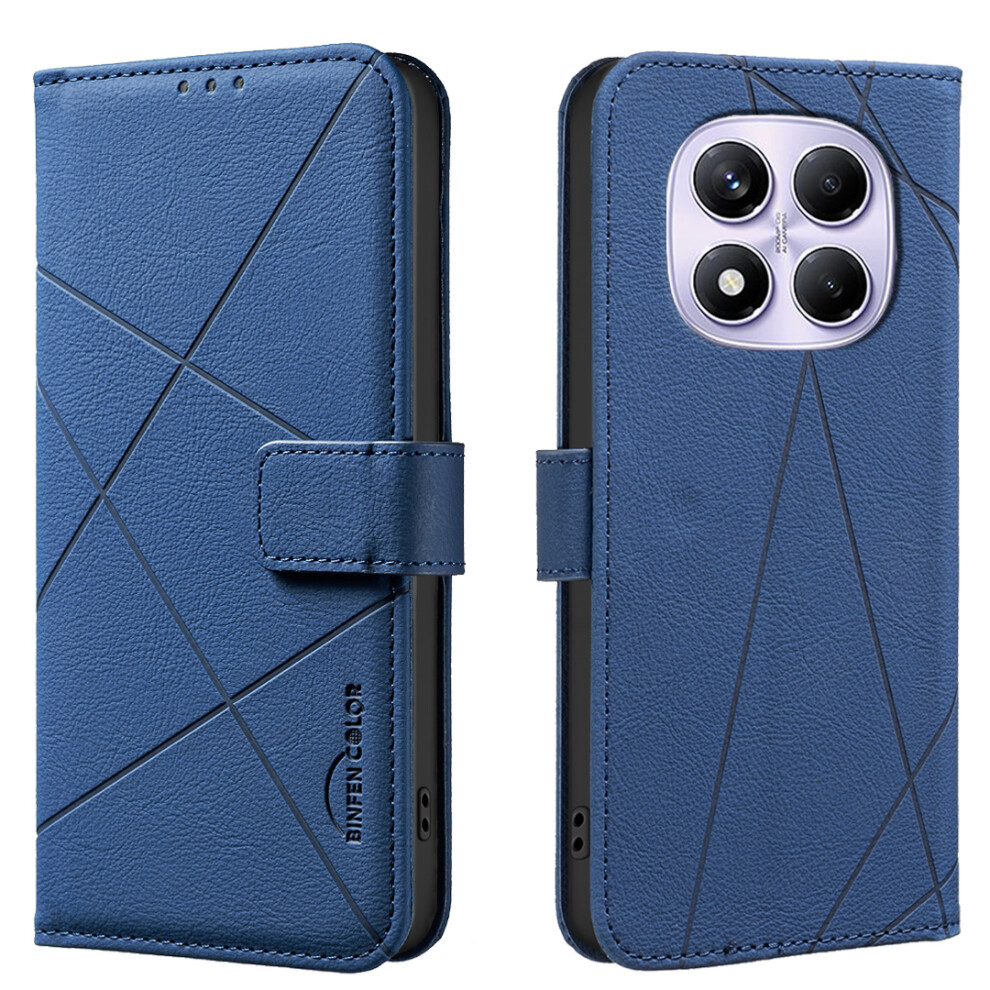 (Blue) For Xiaomi Redmi Note 14 Pro 4G Case Binfen Color Bf35 Geometry Imprinted Leather Phone Cover Rfid Blocking Wallet Stand Blue 6914288069755