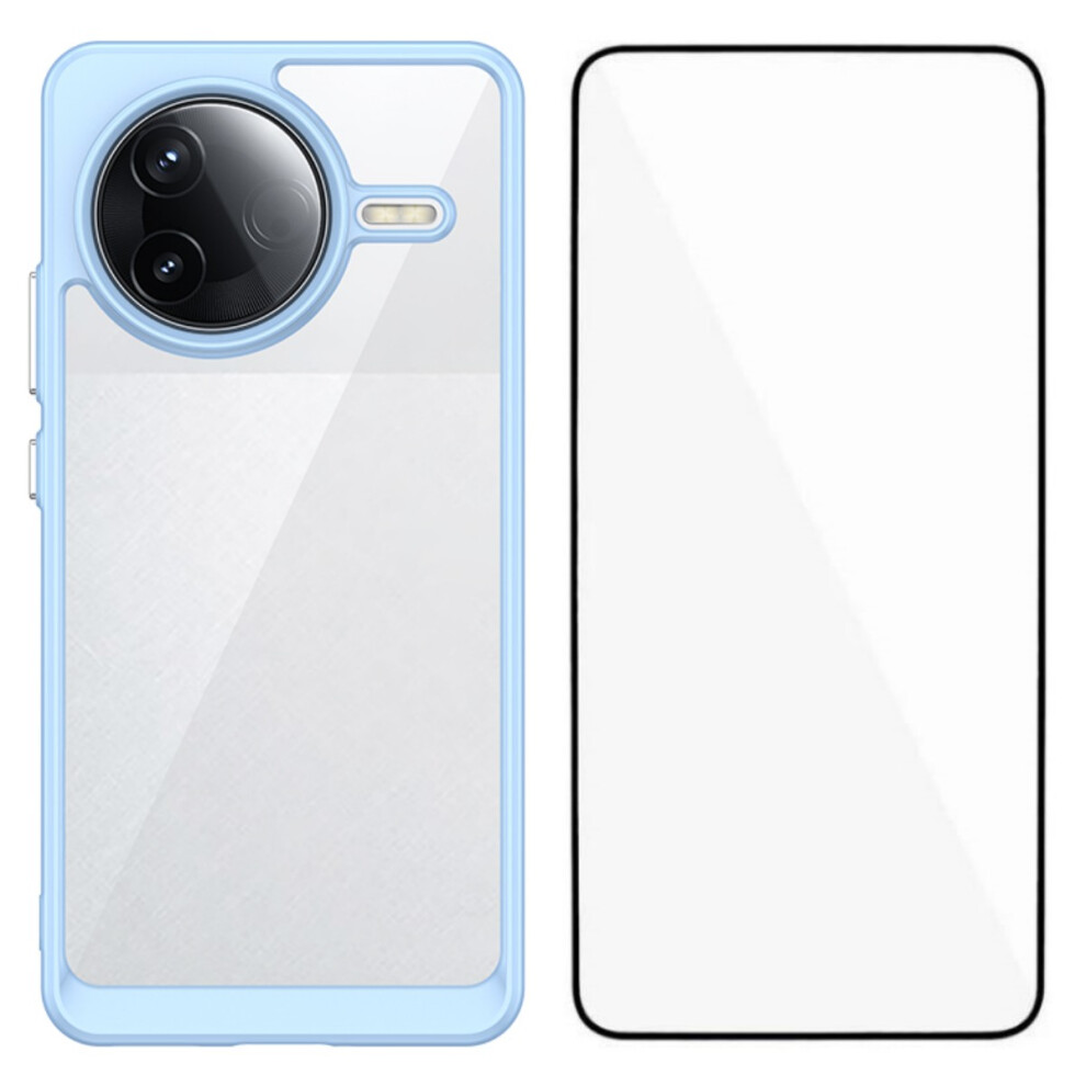 (Blue) For Xiaomi Redmi K80 5G / Xiaomi Poco F7 Pro 5G Back Cover Wanlonfeng Xc Series Tpu Acrylic Phone Case With Tempered Glass Film Blue 6914285731709