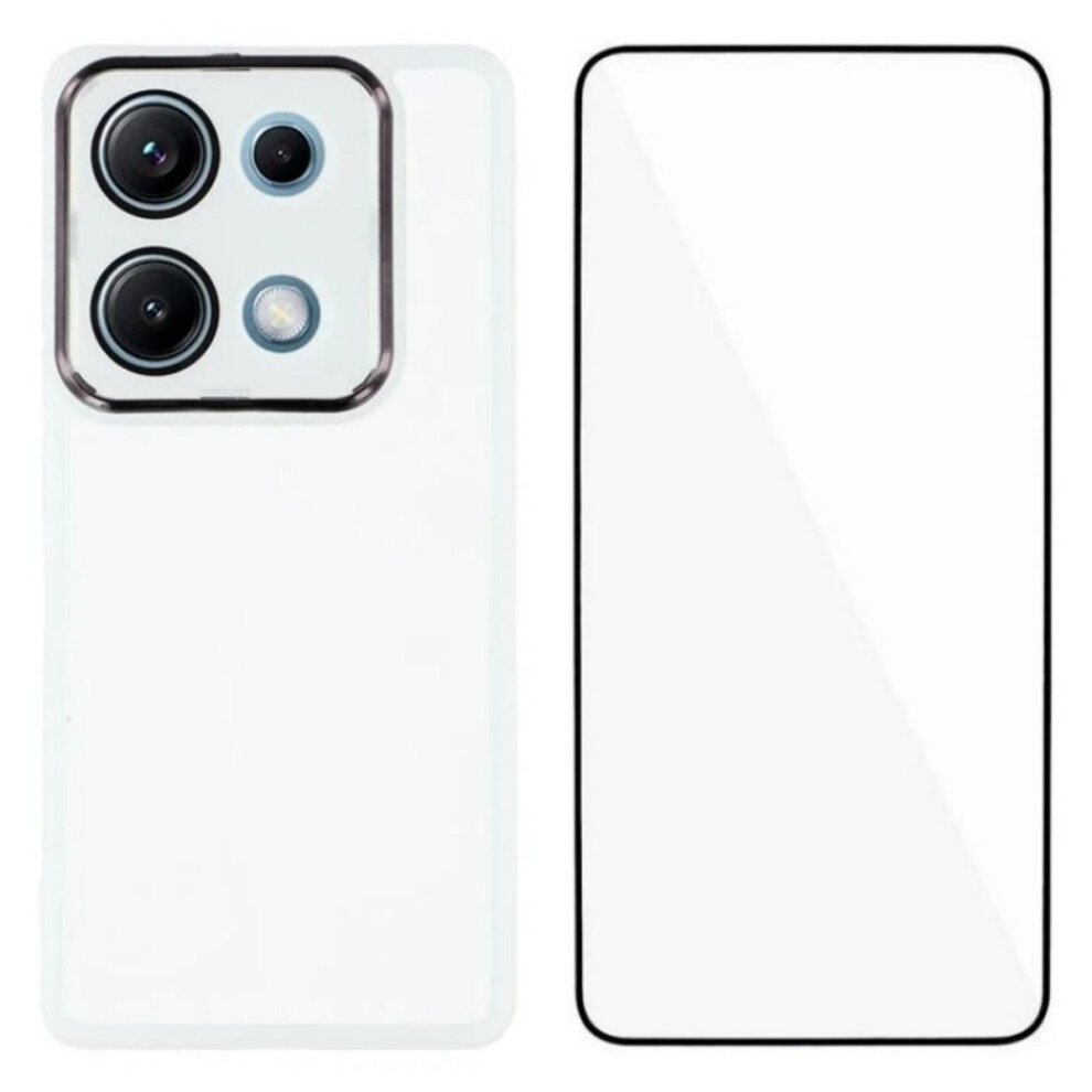 (White) For Xiaomi Redmi Note 14S 4G Tpu Case Wanlonfeng Dksm Series Electroplated Frame Back Cover With Tempered Glass White 6914285418457