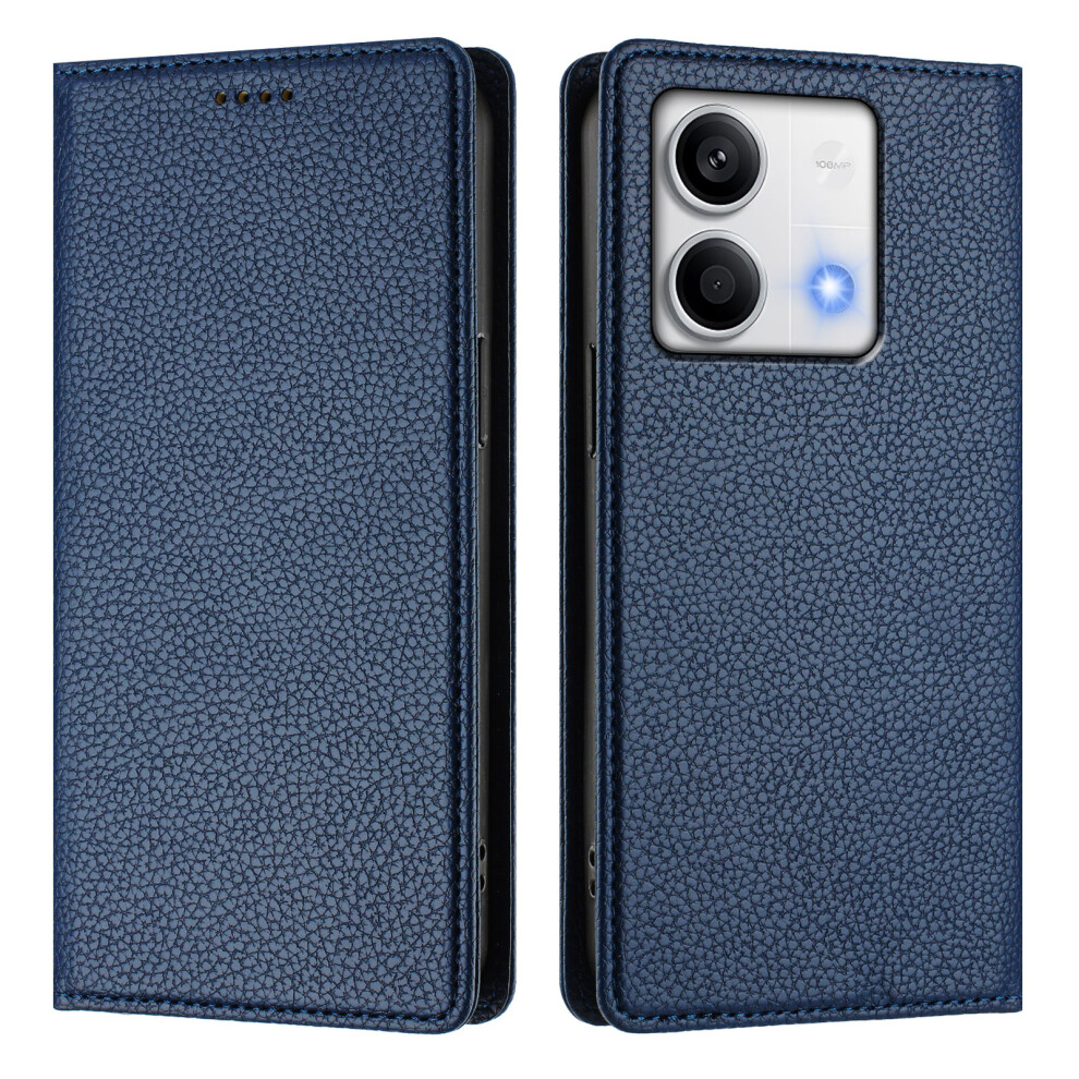 (Dark ) For Xiaomi Redmi Note 13 5G (China) / Xiaomi Redmi Note 13 5G Wallet Case Rfid Blocking Litchi Texture Leather Mobile Cover Blue 6914284497507