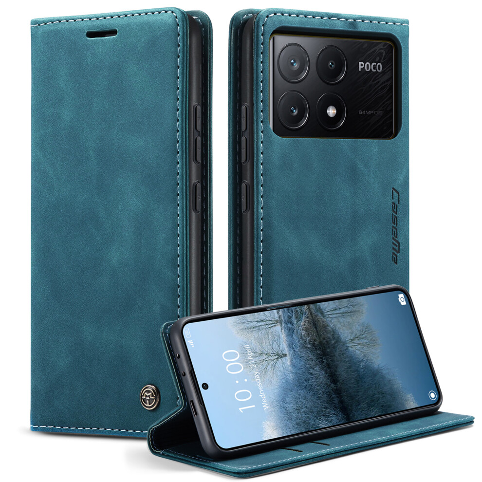 (Blue) For Xiaomi Redmi K70e 5G / Xiaomi Poco X6 Pro 5G Wallet Case Caseme 013 Series Pu Leather Phone Cover Stand Blue 6914288361675