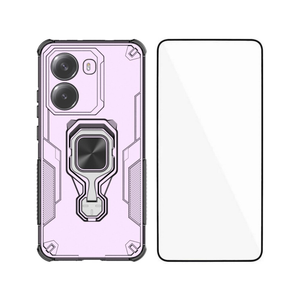 (Purple) For Xiaomi Redmi Turbo 4 5G Phone Case Wanlonfeng Pc Tpu Back Cover Kickstand With Tempered Glass Purple 6914280881126