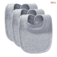 3 stuks babyvoeding slabbetjes voor pasgeborenen, effen kleur, absorberend, met drukknoopsluiting, zacht katoen, ademend, speekseldoekje, gr