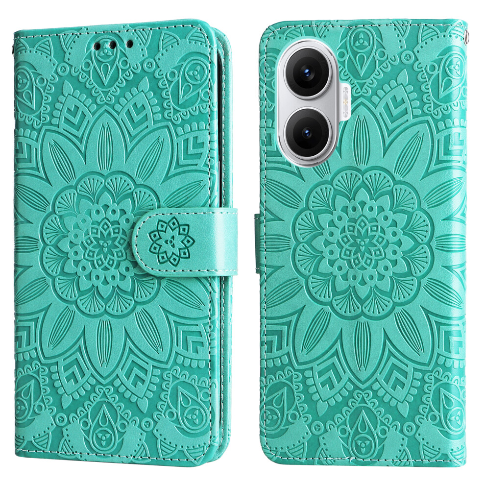 (Green) For Xiaomi Poco F7 5G / Redmi Turbo 4 Pro 5G Case Sunflower Imprint Leather Wallet Phone Cover Green 6914281672303