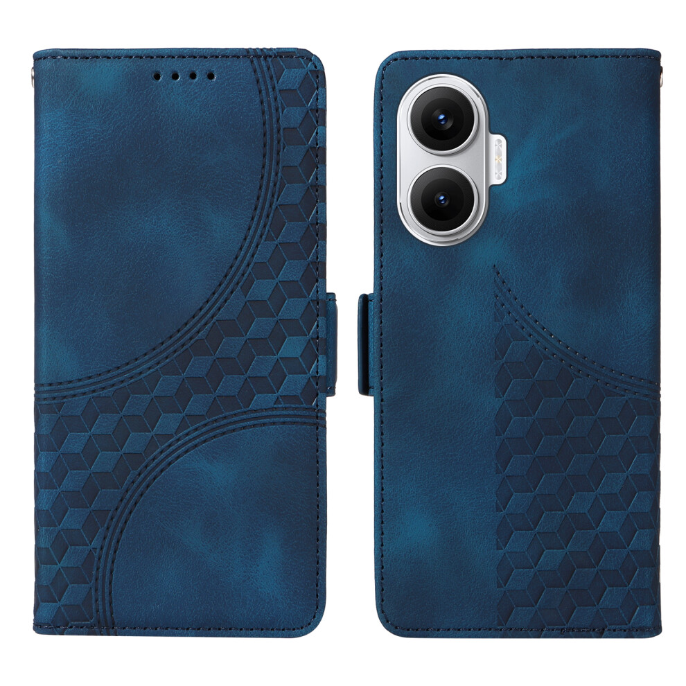 (Blue) For Xiaomi Poco F7 5G / Redmi Turbo 4 Pro 5G Leather Cases Wallet Rhombus Imprinted Phone Cover Stand With Strap Blue 6914282503057