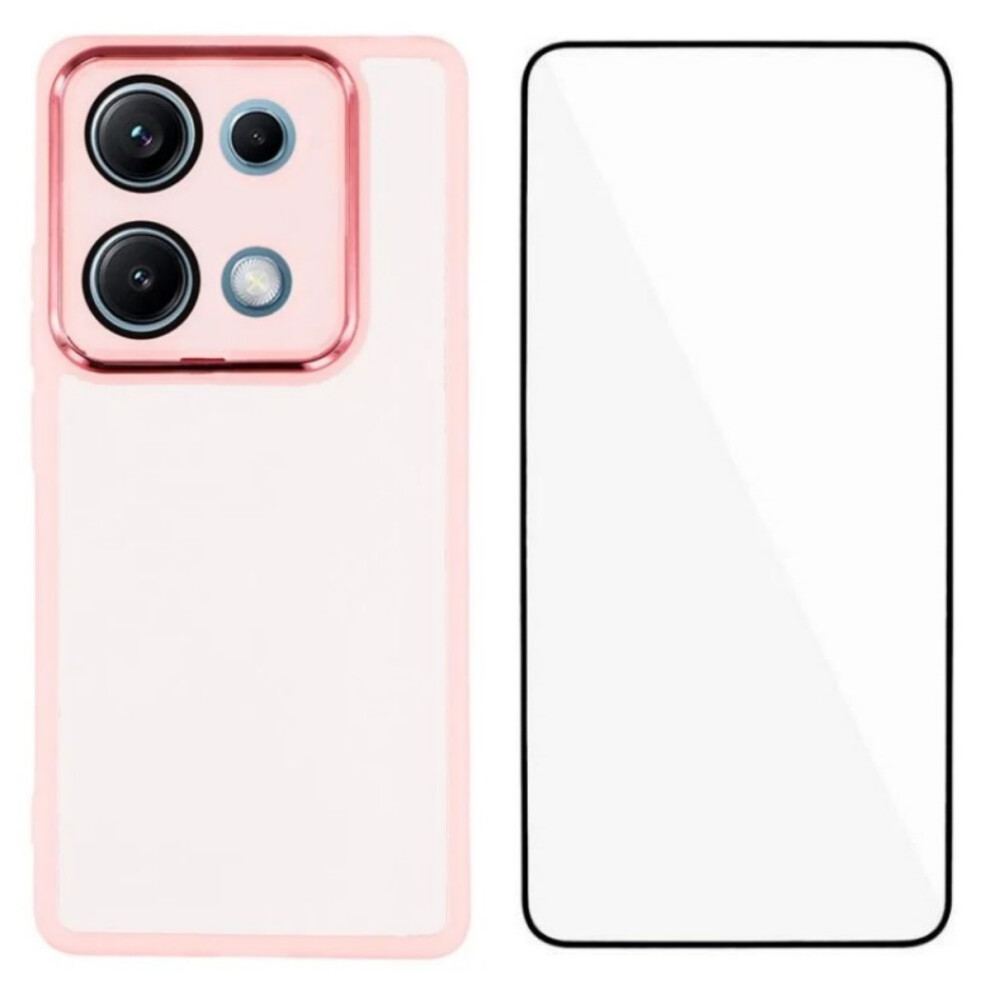 (Pink) For Xiaomi Redmi Note 14S 4G Tpu Case Wanlonfeng Dksm Series Electroplated Frame Back Cover With Tempered Glass Pink 6914288808361