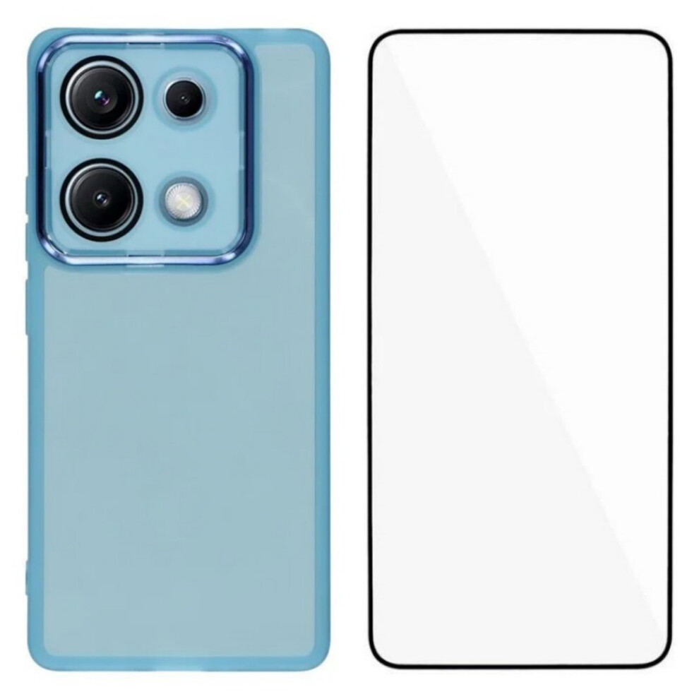 (Blue) For Xiaomi Redmi Note 14S 4G Tpu Case Wanlonfeng Dksm Series Electroplated Frame Back Cover With Tempered Glass Blue 6914287951525