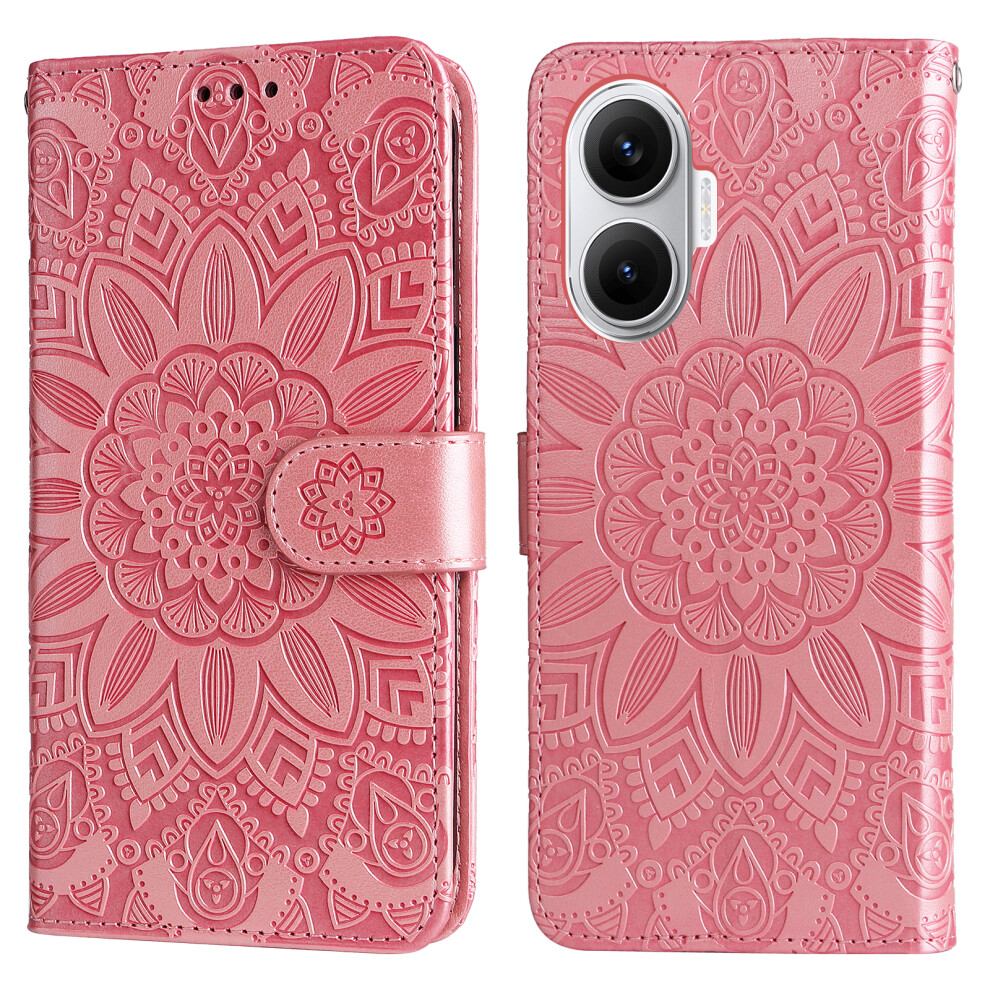 (Pink) For Xiaomi Poco F7 5G / Redmi Turbo 4 Pro 5G Case Sunflower Imprint Leather Wallet Phone Cover Pink 6914283962587