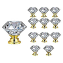 12 stuks 30 mm kristalheldere glazen ladeknoppen met diamantpatroon, handgrepen voor keukenkastjes