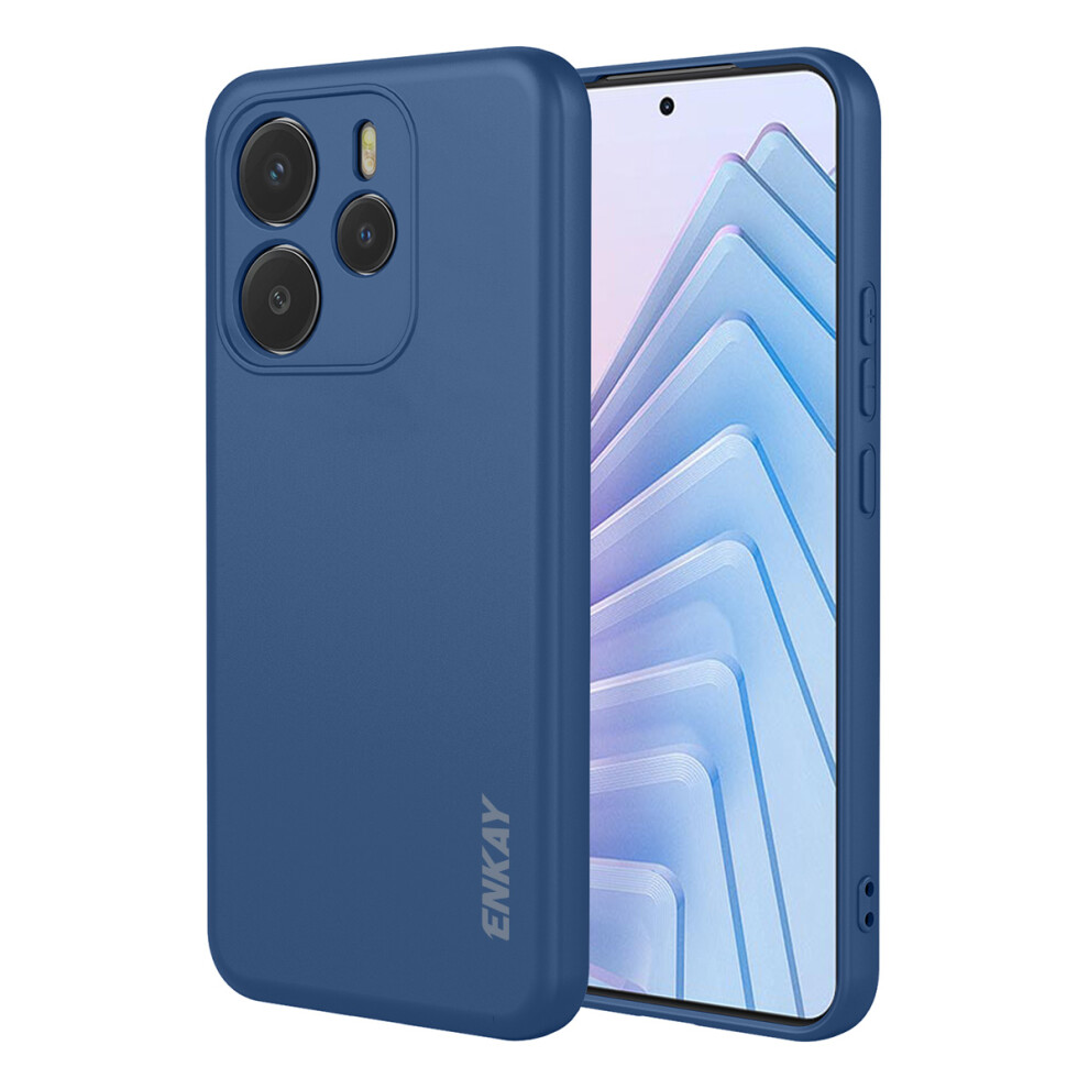 (Dark ) For Xiaomi Redmi Note 14 4G (164.84Mm) Silicone Case Enkay Hat Prince Straight Edge Cell Phone Back Cover Blue 6914283634163