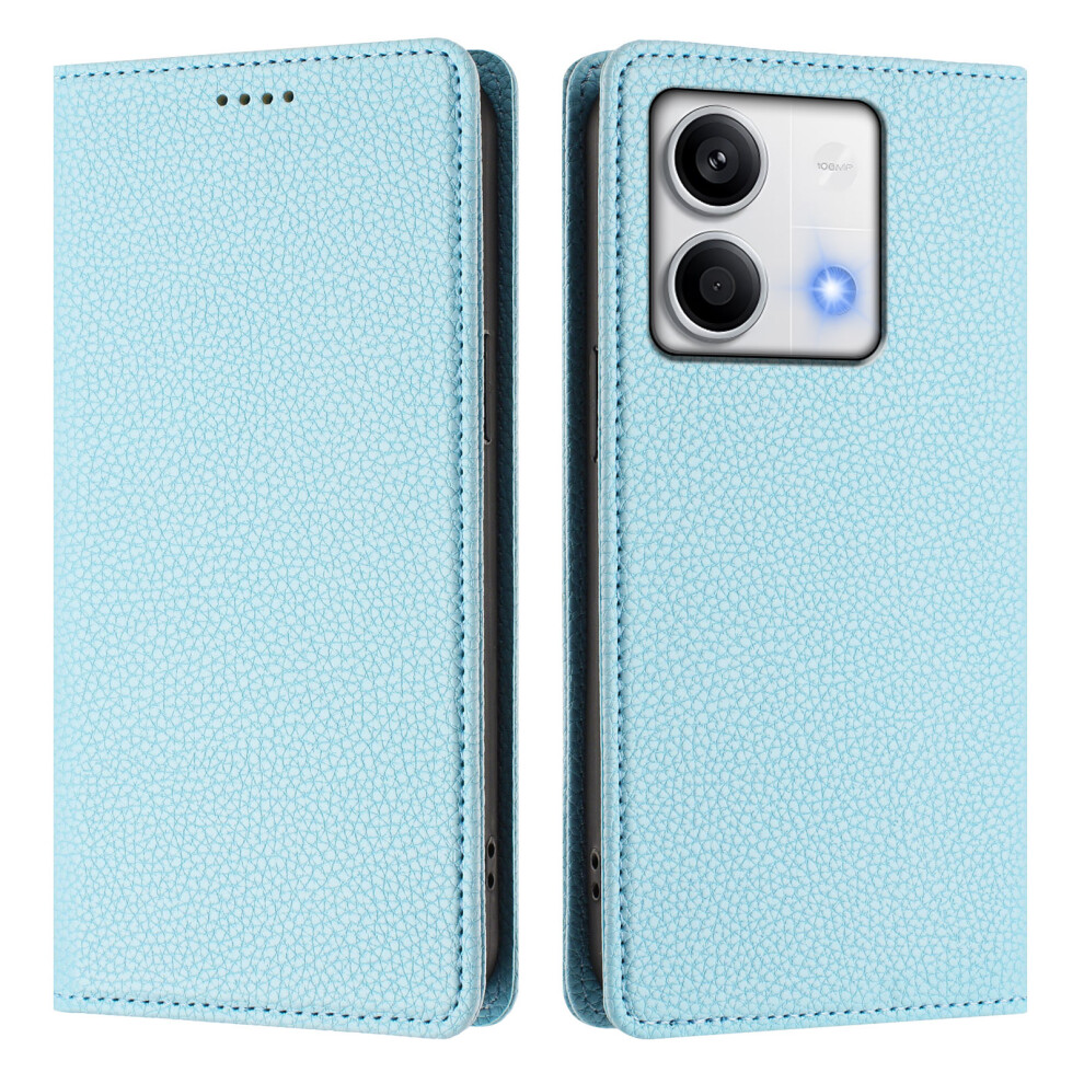 (Baby ) For Xiaomi Redmi Note 13 5G (China) / Xiaomi Redmi Note 13 5G Wallet Case Rfid Blocking Litchi Texture Leather Mobile Cover Blue 6914283642533