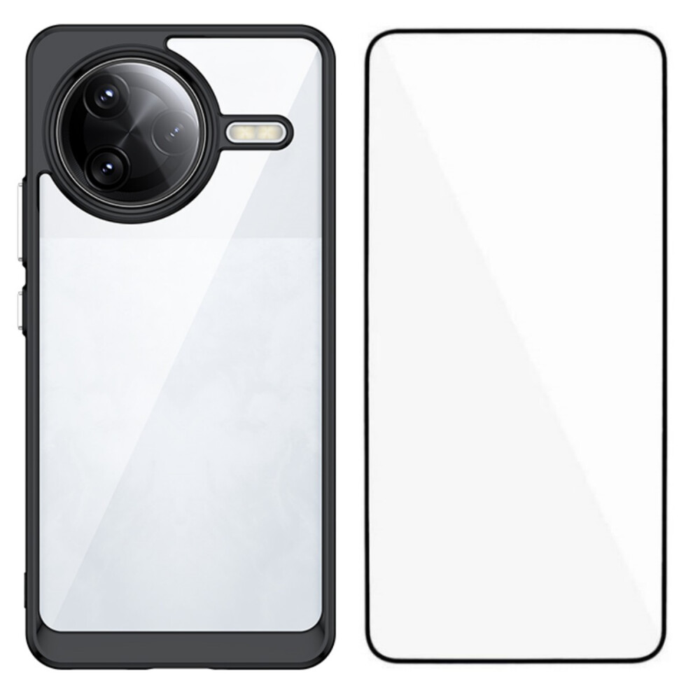 (Black) For Xiaomi Redmi K80 Pro 5G / Xiaomi Poco F7 Ultra 5G Back Cover Wanlonfeng Xc Series Tpu Acrylic Phone Case With Tempered Glass Black 6914286456052