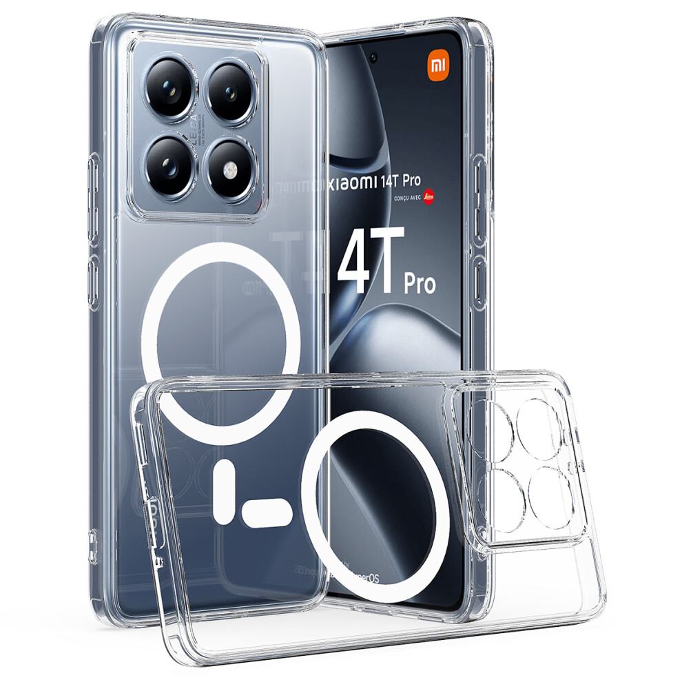 (Clear) For Xiaomi 14T Pro Clear Phone Case Compatible With Magsafe Tpu+Acrylic Back Cover 6914281218594