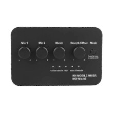 Digitale audiomixer met AUX-ingang/uitgang, Bluetooth-verbinding, dubbele microfooningangen, geschikt voor karaoke, smart-tv's en pc's.