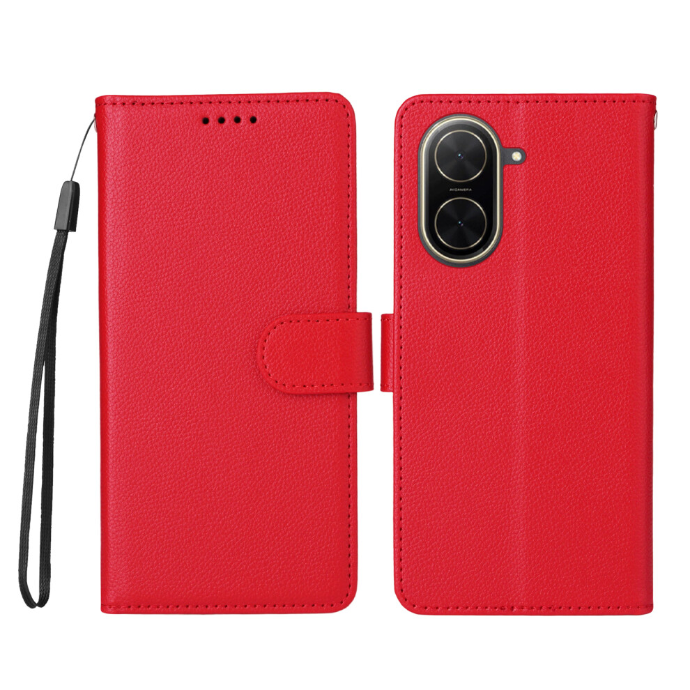 (Red) For Xiaomi Poco C71 4G / Xiaomi Mi A5 4G (171.7Mm) Case Rfid Blocking 3 Card Slots Pu Leather Phone Cover With Wrist Strap Red 6914280118536