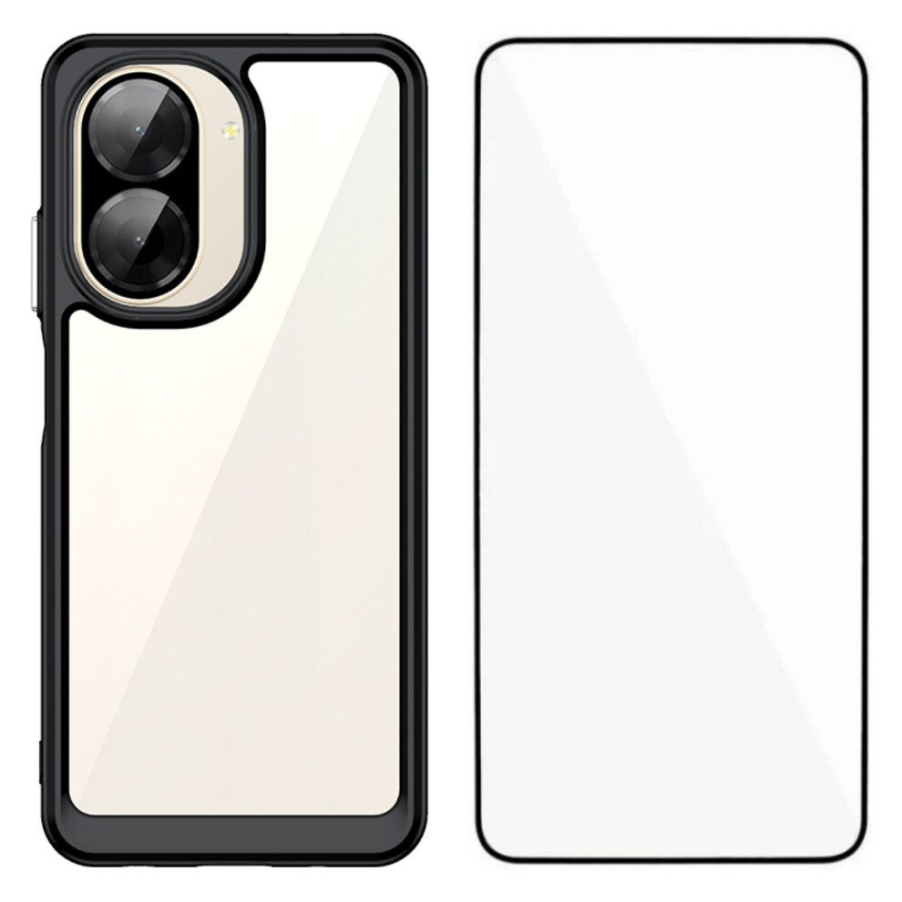 (Black) For Xiaomi Redmi A5 4G (171.7Mm) Phone Case Wanlonfeng Xc Series Tpu Acrylic Cover With Tempered Glass (Big Lens Hole) Black 6914282217190