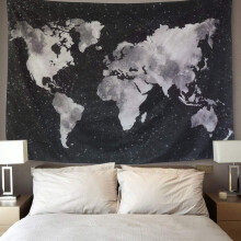 World Map Tapestry, Easy to Clean Star Pattern with Digital Printing, Healthy Skin-friendly Polyester Fabric for Dorm Decor Gift, 150cm * 130cm