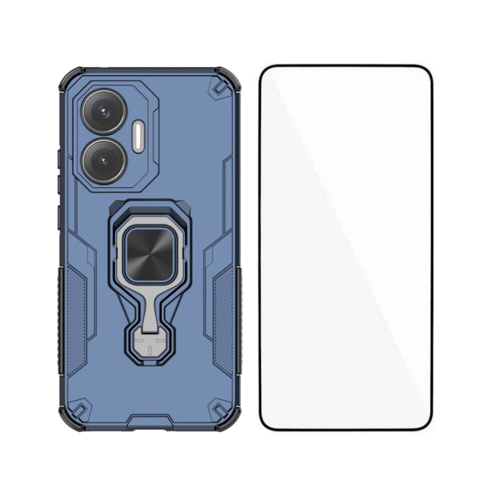(Blue) For Xiaomi Poco F7 5G / Redmi Turbo 4 Pro 5G Phone Case Wanlonfeng Pc Tpu Back Cover Kickstand With Tempered Glass Blue 6914287739956