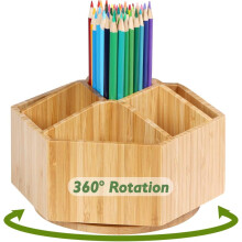 Organizzatore per materiali artistici in bambù con design girevole, rotazione a 360 gradi, capacità ultra-ampia per oltre 350 matite, design