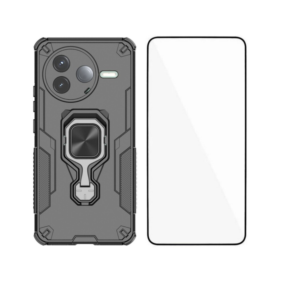 (Black) For Xiaomi Poco F7 Pro 5G / Xiaomi Redmi K80 5G Phone Case Wanlonfeng Pc Tpu Back Cover Kickstand With Tempered Glass Black 6914284476724