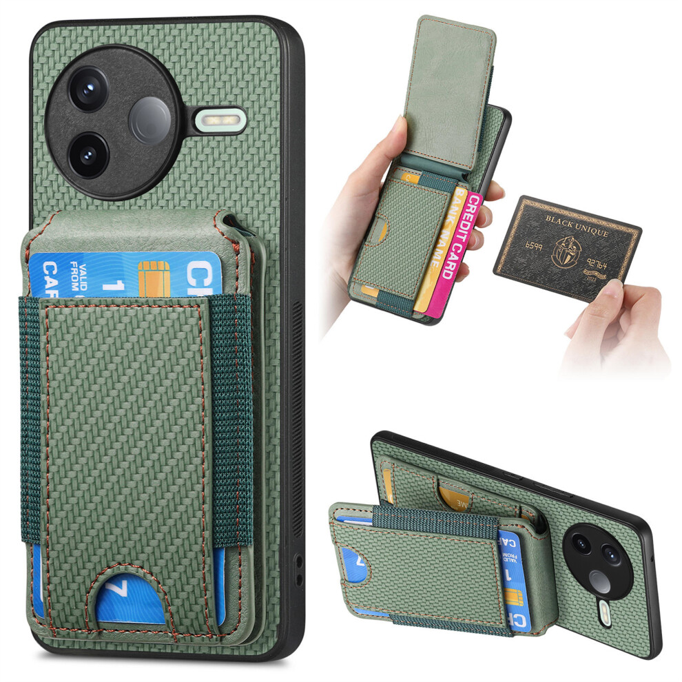 (Green) For Xiaomi Poco F7 Pro 5G / Xiaomi Redmi K80 5G Case With Card Holder Kickstand Leather Back Cover Green 6914281621806