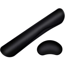 Comodo poggiapolsi per tastiera, la schiuma a memoria di forma garantisce un comfort ergonomico, la base con texture antiscivolo offre un'esperienza