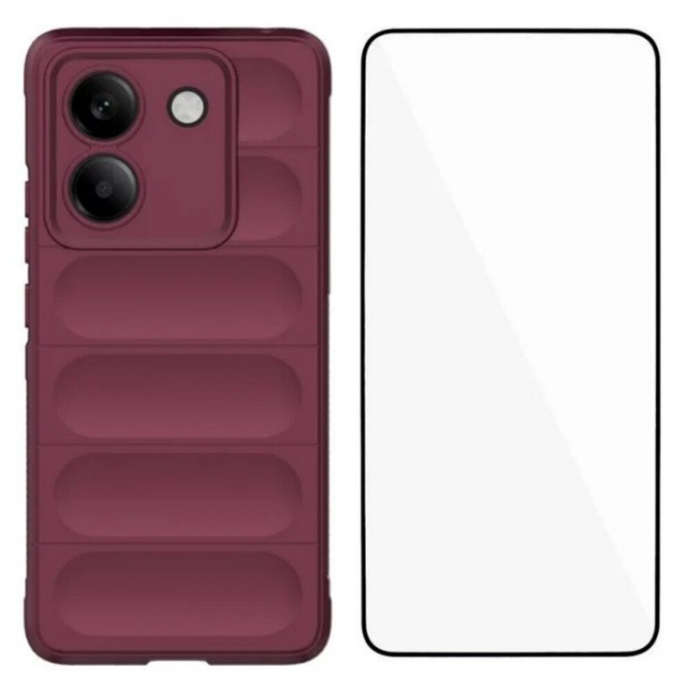 (Wine ) For Xiaomi Poco M7 Pro 5G Tpu Case Wanlonfeng Hd Series Anti Slip Phone Cover With Tempe Glass Red 6914285318306
