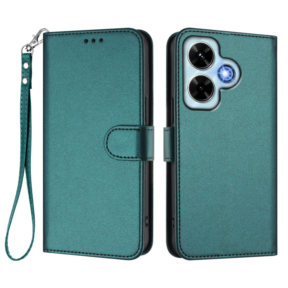 (Green) For Xiaomi Redmi Note 13 4G Leather Case Wallet Stand Phone Cover With Wrist Strap Green 6914285261817